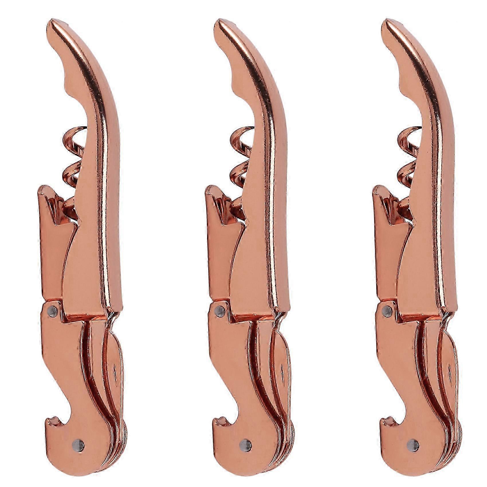 3X Rose Gold Corkscrew Metal Wine Corkscrew Multifunction Red Wine Corkscrew