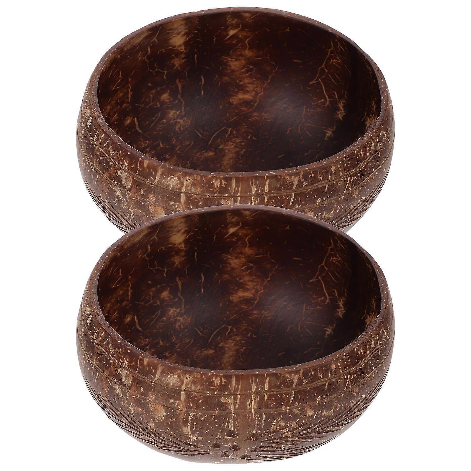 Assorted Color Food Serving Coconut Shell Fruit Bowl 2Pcs Set