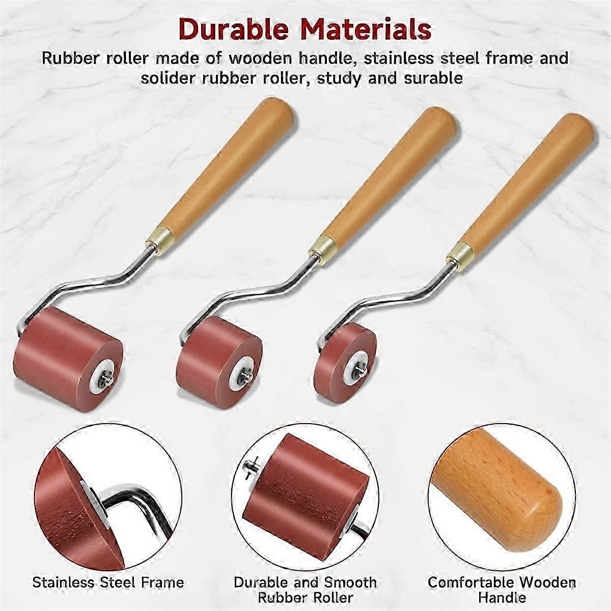 3pcs Rubber Rollers Rollers for Crafting, Ink Roller Set