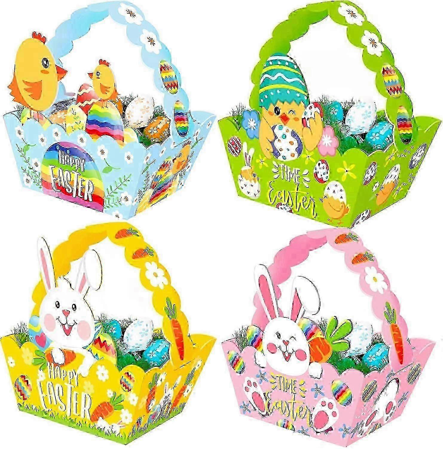 4pc Rabbit Print Easter Basket Small Favour Box