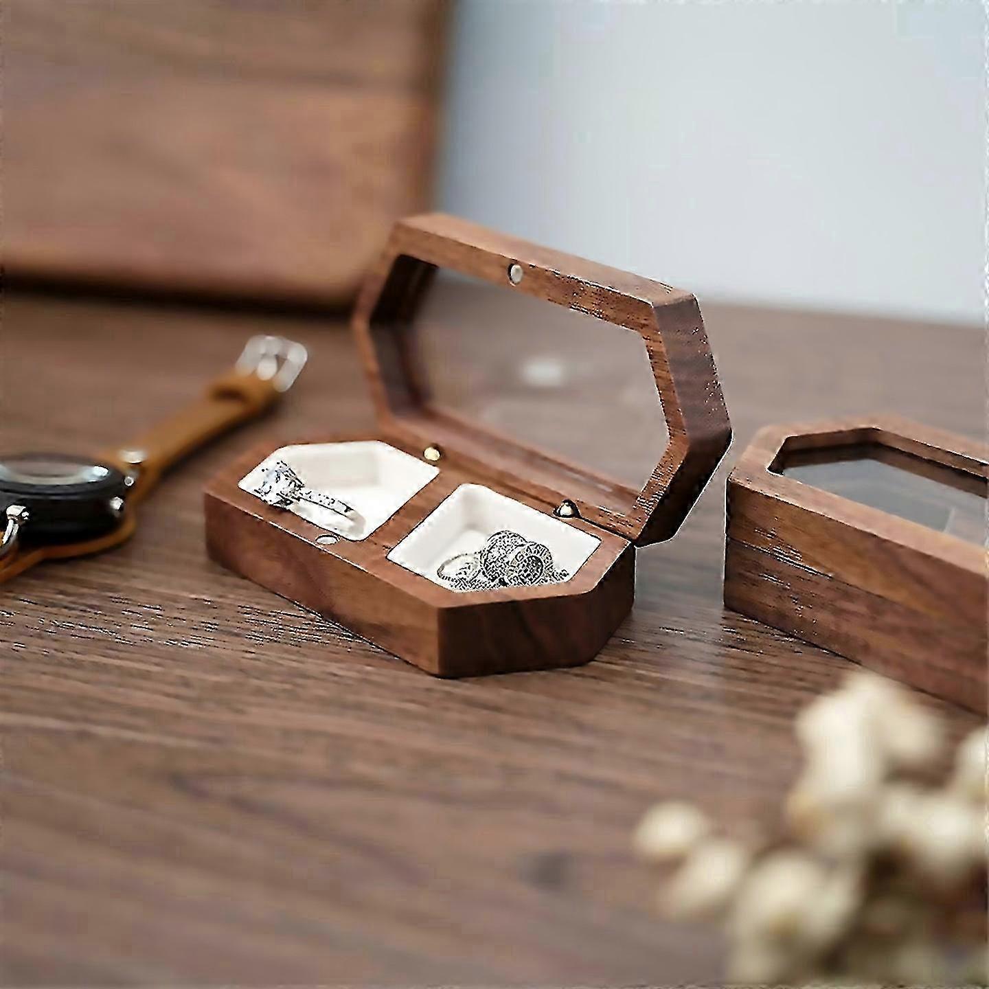 Elegant Walnut Acrylic Ring Box