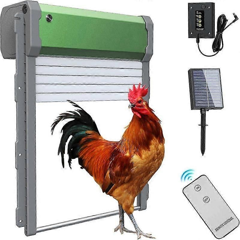 Solar powered automatic chicken coop door with timer and light sensor