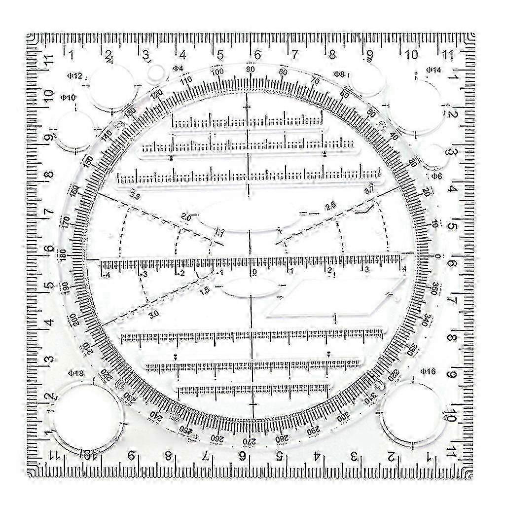 Circle Square Geometric Drafting Ruler Multi-functional Drawing Stencil Tool