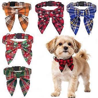 1pc Pet Holiday Bow Tie Scarf Dog Cat Adjustable Plaid Dogs Collar Puppy Thanksgiving Christmas Pets Outdoor Costume