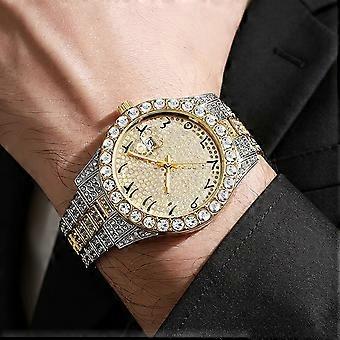Unisex armbåndsur quartz analogt ur med datovisning glitrende rhinsten urskive armbåndsur til daglig brug på kontoret og fest