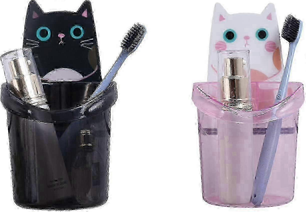2026 Suitable Cartoon Cat Shape Toothbrush Holder Storage Rack (2Pcs)