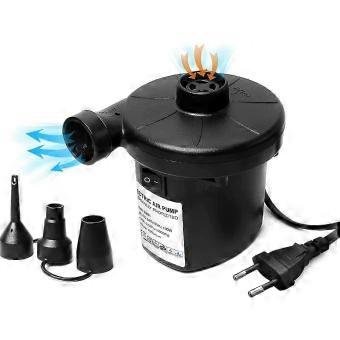 Portable Electric Air Pump with 3 Nozzles for Mattress, Camping Cushion, Waterbed, Swimming Ring, Couch - Black 