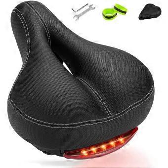 bike IPSXP Comfortable Men Women Bike Seat,Memory Foam Bicycle Saddle,Padded Leather Wide Cycle Saddle Cushion with Taillight, Dual Spring Designed