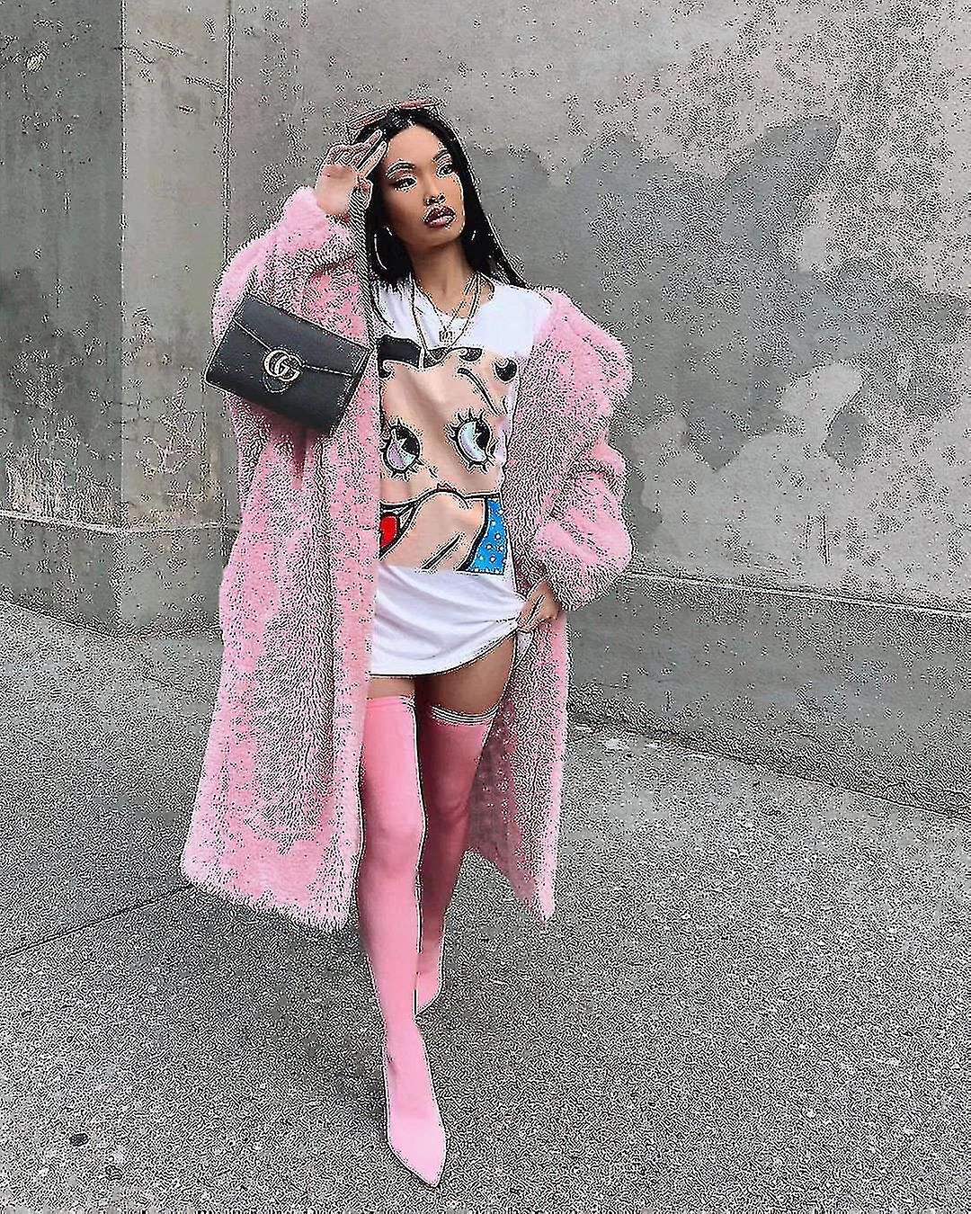 Kvinner Vinter Fluffy Lang Jakke FraKk