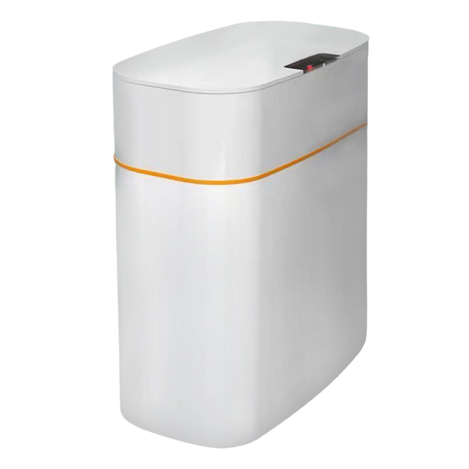 16L Intelligent Garbage Bin with Lid Large Capacity for Home Study Office white battery