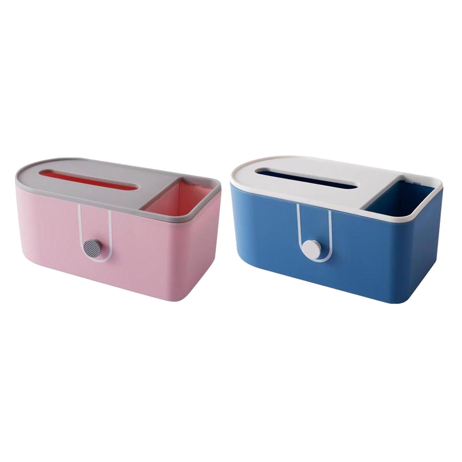 2x Multifunction Tissue Box Rectangular Facial Tissue Holder Storage Box
