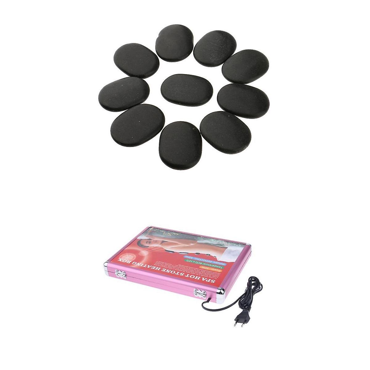 Hot Rock Heating Box Warmer Case Heater Kit with 10 Massage Stones EU Plug