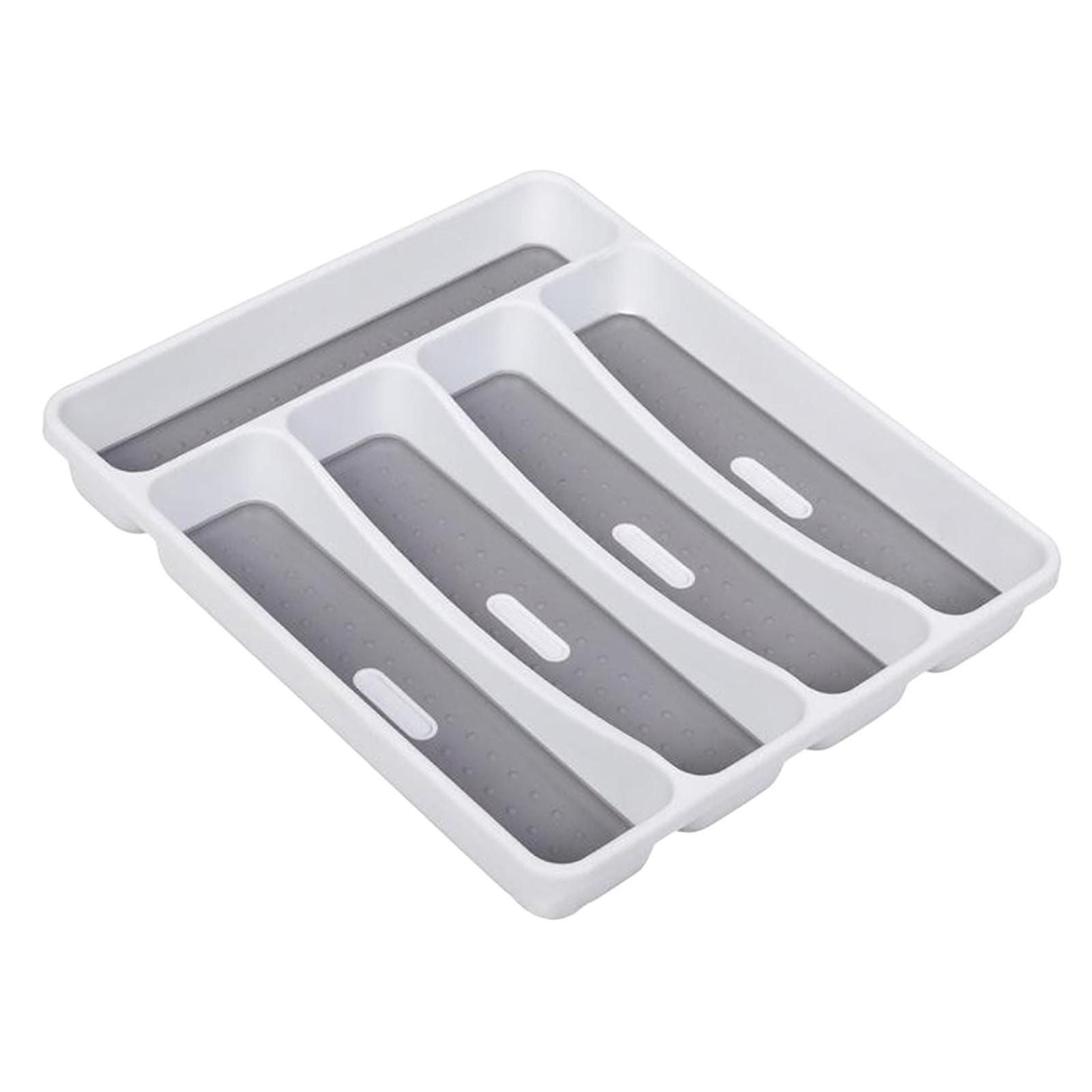 Pastic Silverware Tray Cultery Holder Rack 5 Grids Kitchen Drawer Organizer
