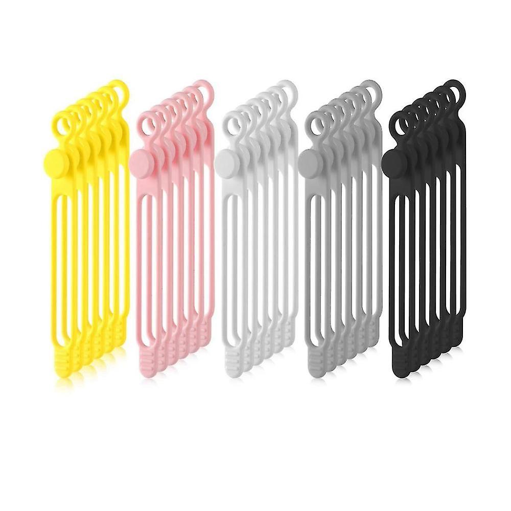 40pcs Cable Tie Silicone Reusable Holder Strap Adjustable Cable Straps Multipurpose Cable Organize
