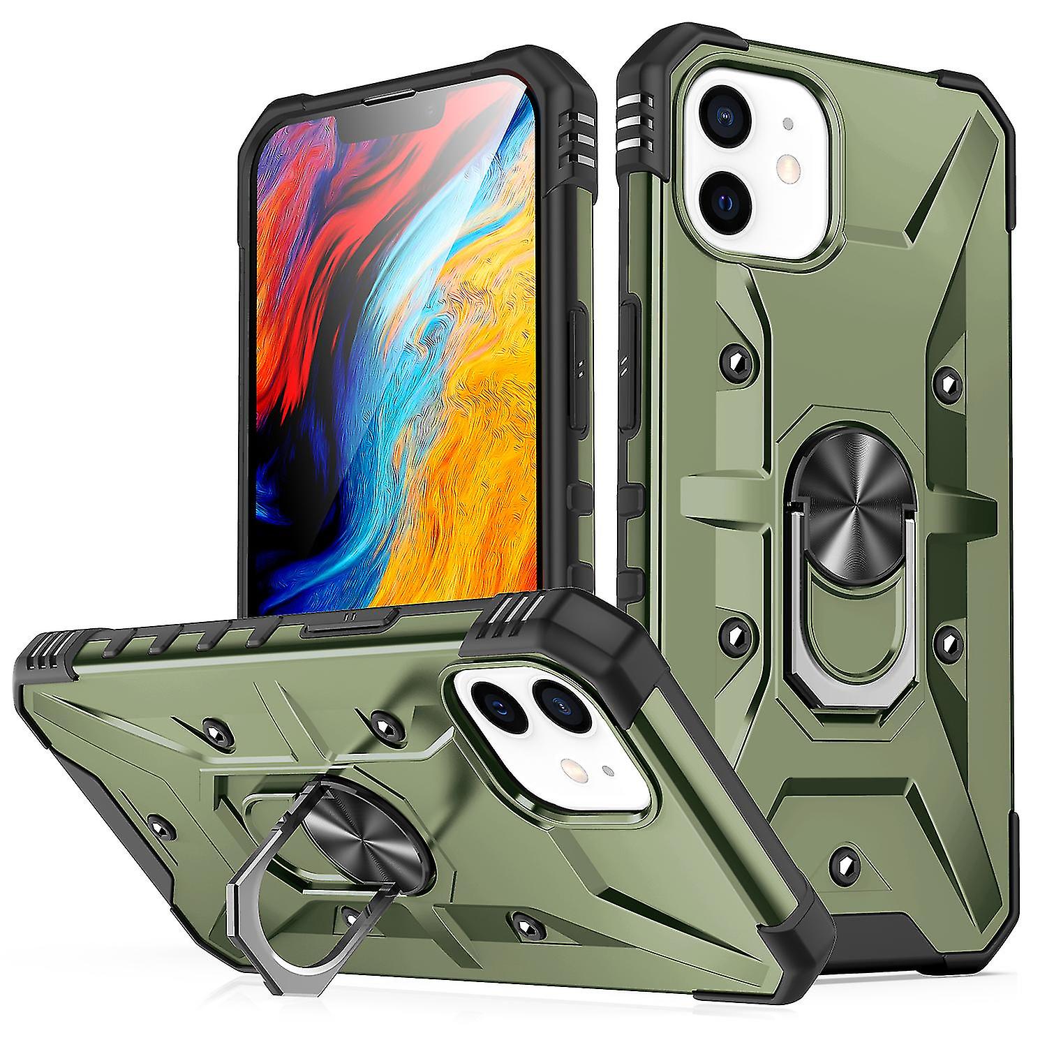 Sergeant Armor Style Phone Case For Iphone 11 With 360-degree Rotatable Ring Holder, Comes With Magnetic Attraction, Anti-slip, 6.1 Inches
