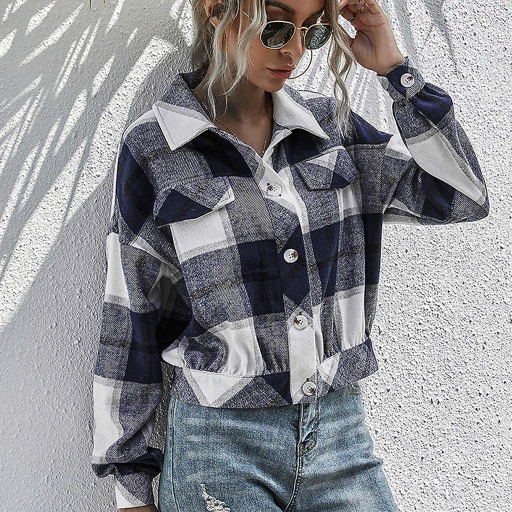 Women's Loose Casual Shirt Plush Check Jacket