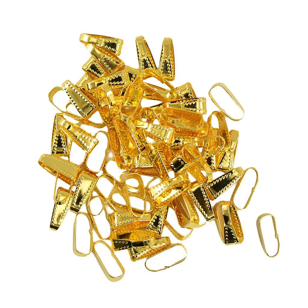 100Pcs 11 mm Dot Pattern Brass Spring Bail Connector Clasps DIY Jewelry Gold