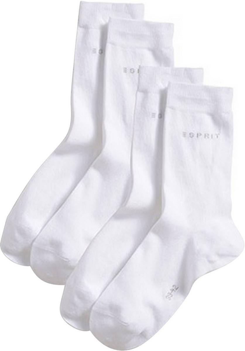 Esprit Basic Fine Knit Mid-Calf 2 Pack Socks - White