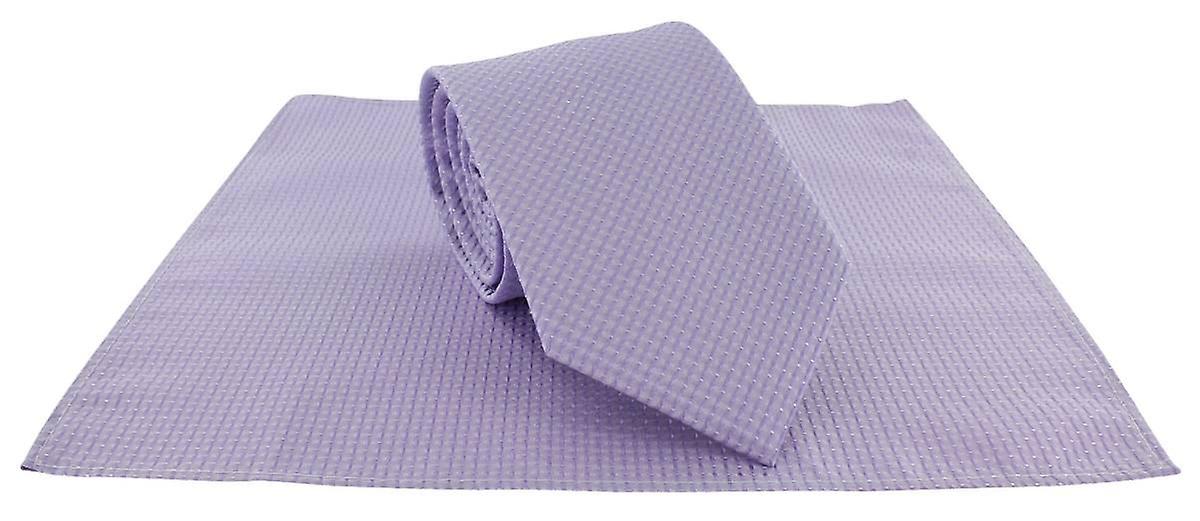 Michelsons of London Semi Plain Tie and Pocket Square Set - Lilac