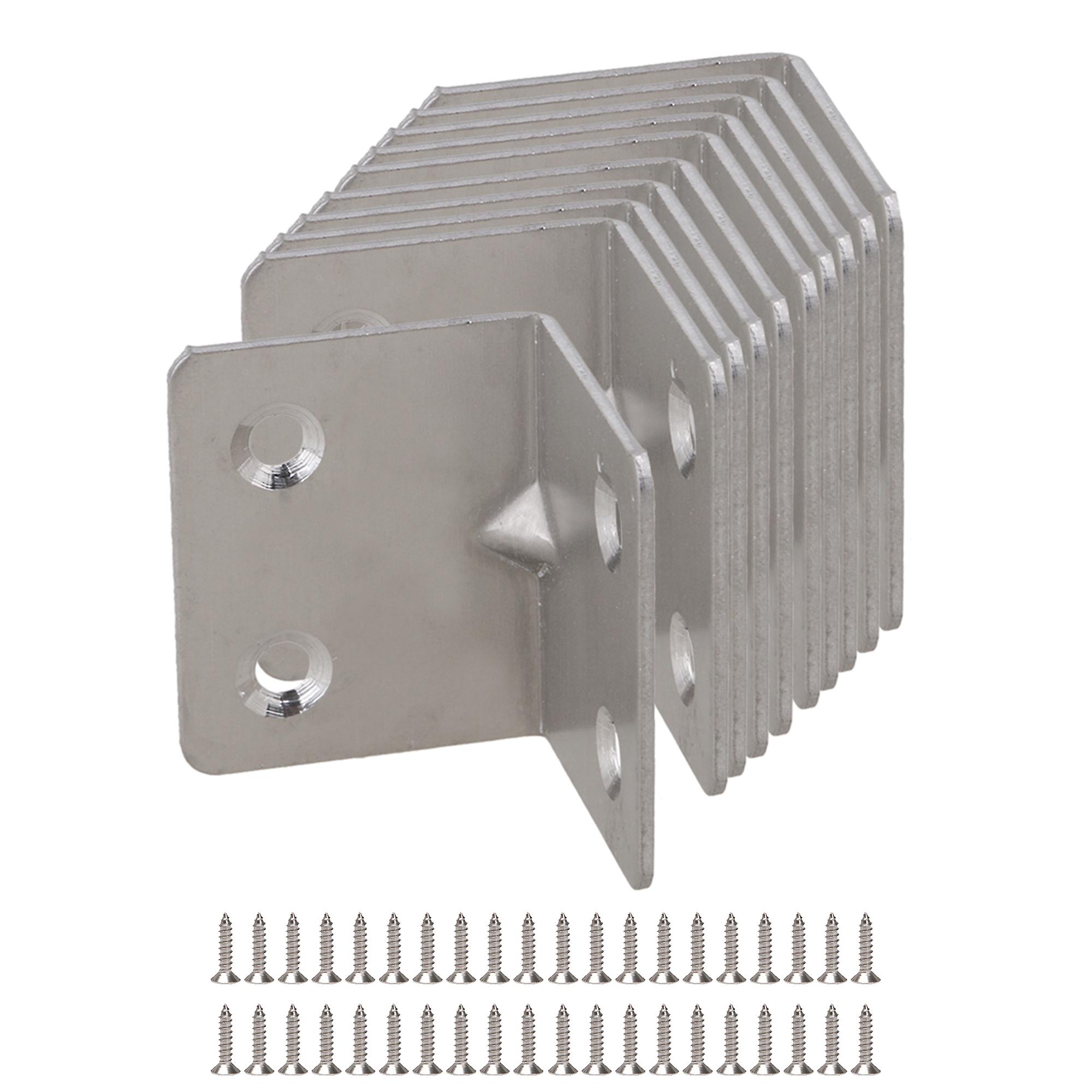 10 Pieces Silver 90 Degree Metal Right Angle L Shape Brackets Shelf Support