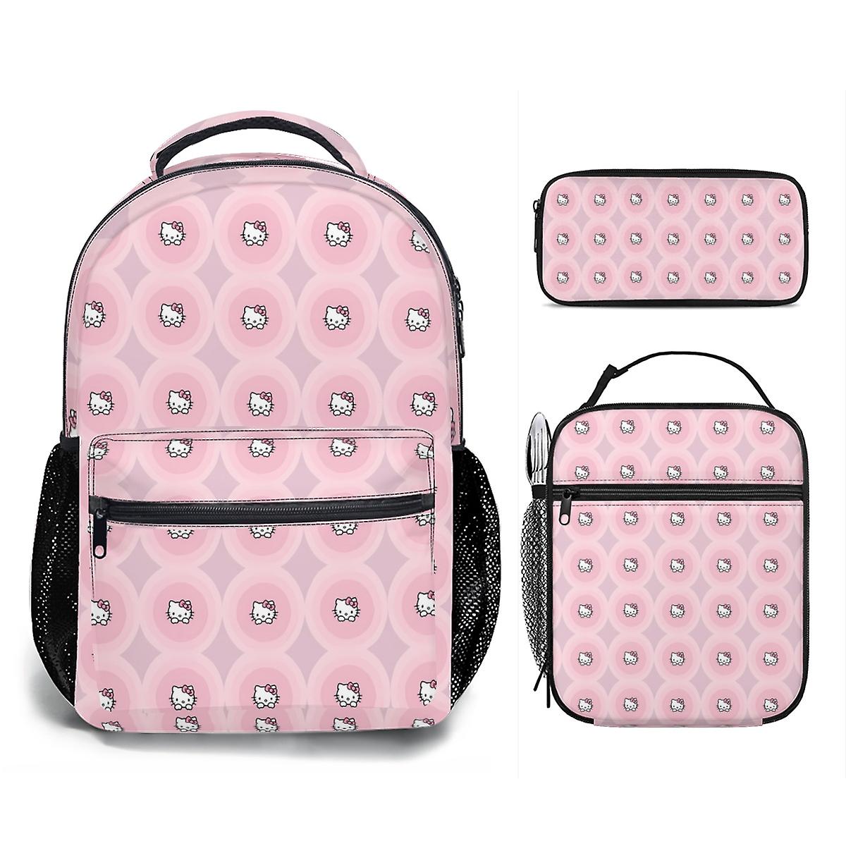Carino Hello Kitty 3D Zaino Scuola Lunch Box Astuccio Kawaii