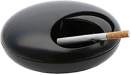 Kiesel-Aschenbecher mit Deckel (schwarz)