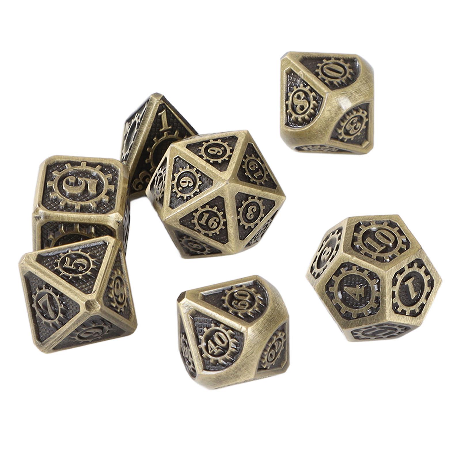7pcs Gear Pattern Metal Polyhedral Dice Set for RPG Type 1
