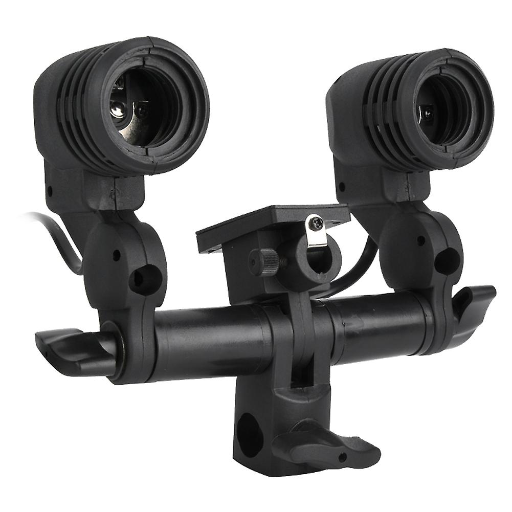 E27 Double Bulb Holder Bracket 15x16.5x7 cm Black with 350cm Cable