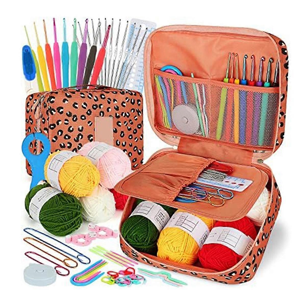Kit uncinetto per principianti Set di uncinetto, 58PCS Set di uncinetto portatile Uncinetti ergonomici Uncinetti da viaggio Cr