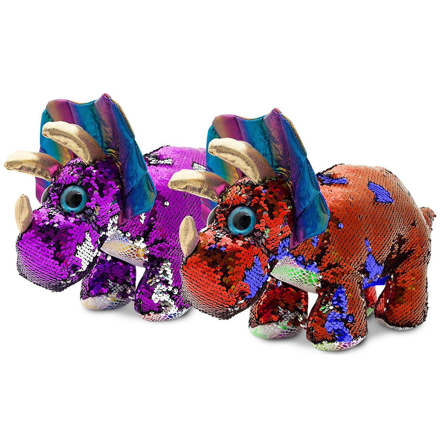 Doodle 17" Glitzies Triceratops Magic Sequin Plush, Assorted Colours