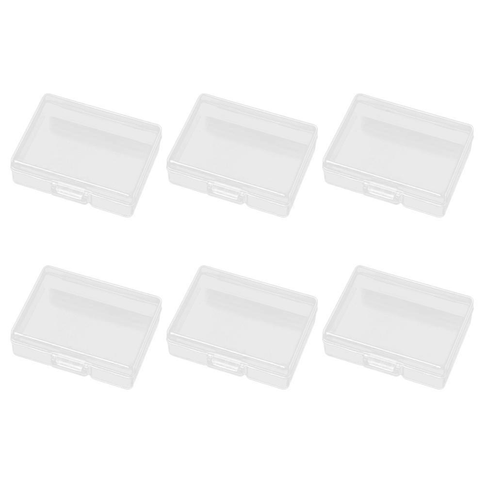 6pcs Rectangular Plastic Storage Box Small Transparent Case Jewelry Container Collection Organizer (49#)
