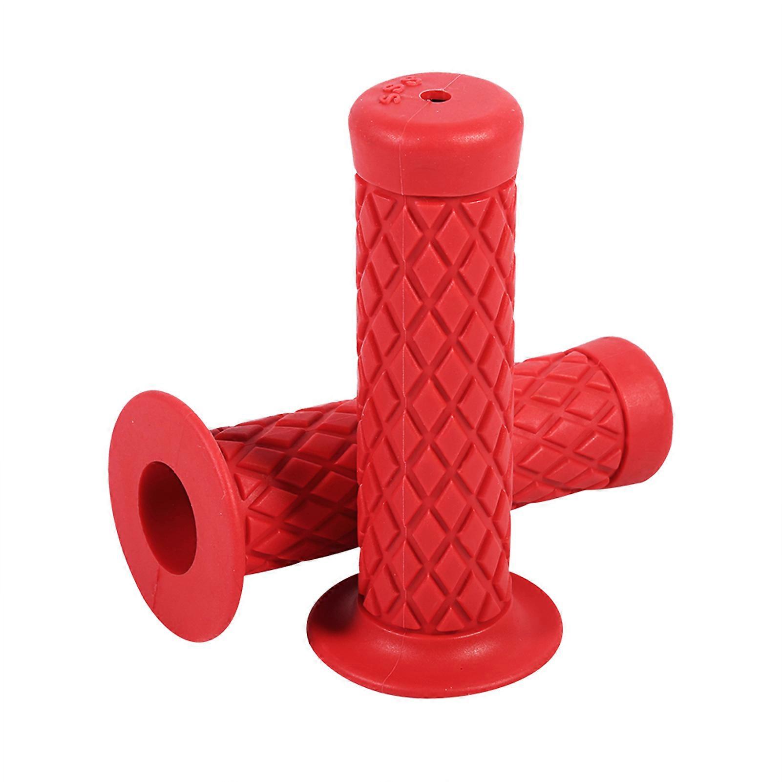 22mm 7/8インチ ユニバーサル ビンテージ ソフトラバー ハンドルバー ハンドグリップ オートバイ ダートバイク用 レッド