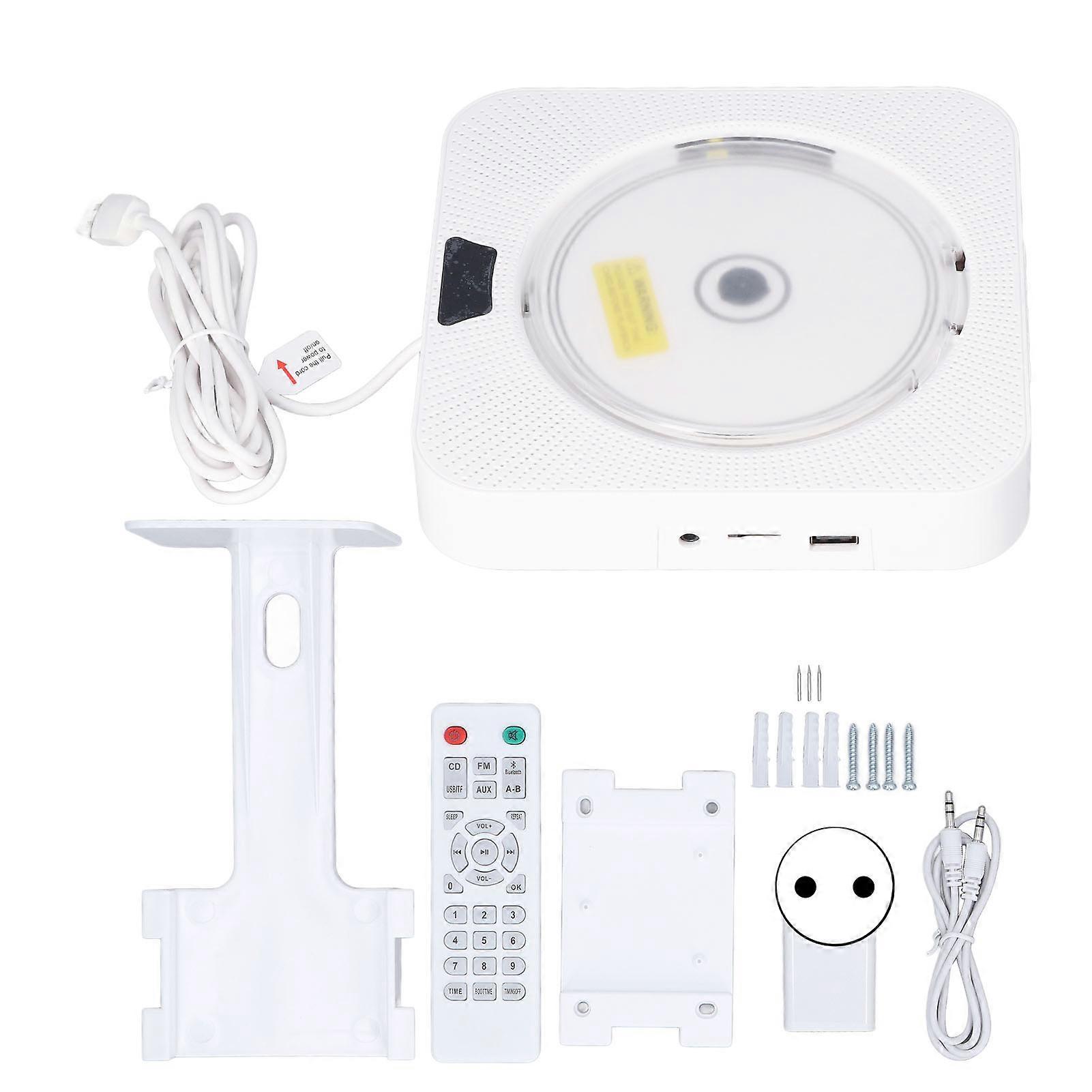6 In 1 Cd Player Wall Mounted Bluetooth Stereo Aux Input Output Fm Radio Music Player With Remote Control 100240v Eu Plug