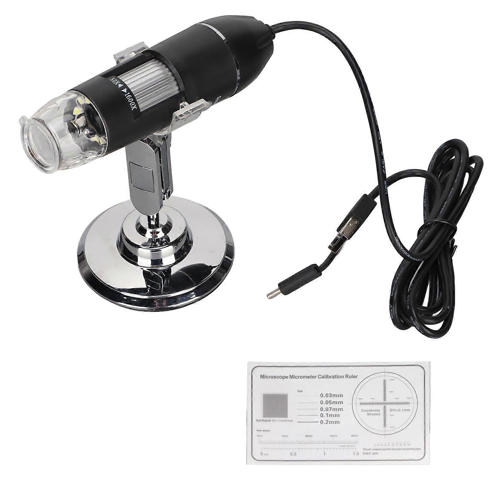 Adjustable 3 in 1 Type C Micro USB 8 LED Digital Microscope 50x?1600x Magnification for Window