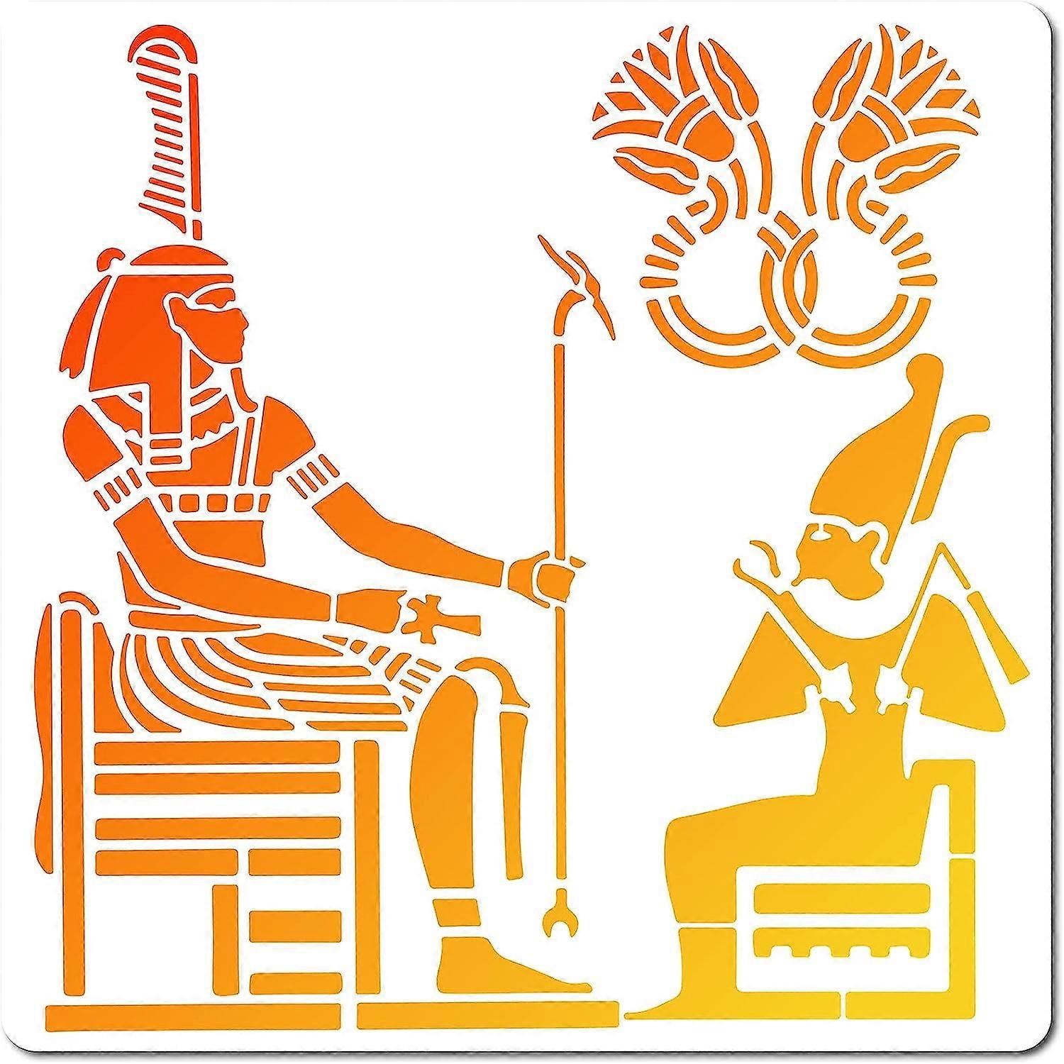 1sheet Egyptian Stencils Templates Ancient God Horus Pattern Large Reusable Plastic Square Stencils Sign