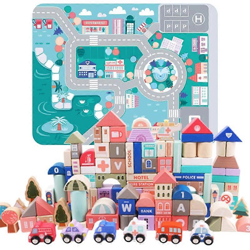 Childrens City Building Block Game to Identify Common Buildings And Traffic