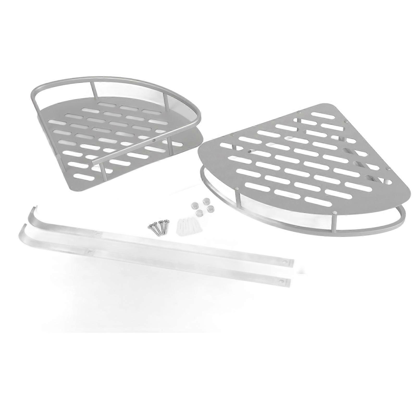 2pcs Shower Corner Organizer Triangular Design Wall Mounted Aluminium Alloy Durable Multifunction Corner Shower Caddy