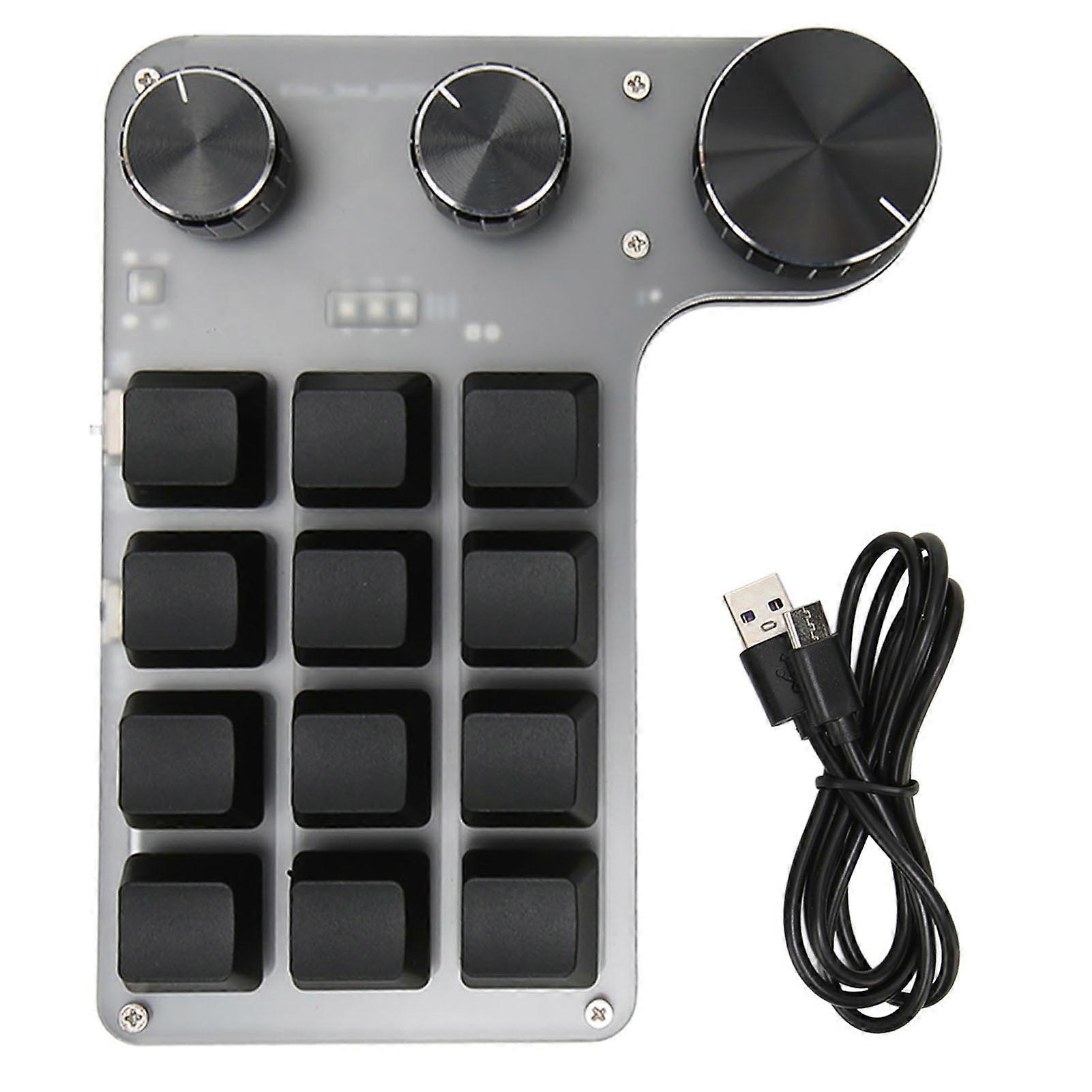 12 Key 3 Knob Mechanical Keyboard Red Switch Waterproof Dustproof Volume Control Multifunctional Keyboard for Game Office Wireless Bluetooth with Batt