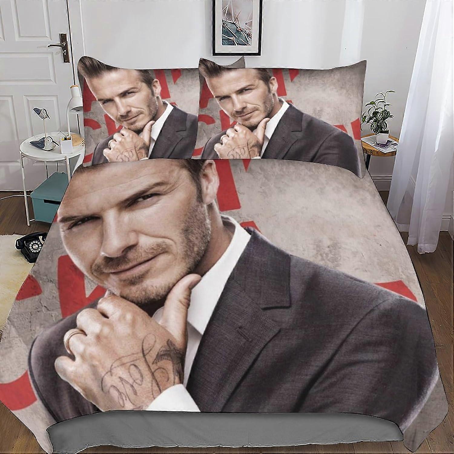 David Beckham 3D Duvets and Bedding Sets with Pillowcase, Bedding Duvet Cover, 3 Pieces Microfiber Bedding with Zipper Closure Pillowcases
