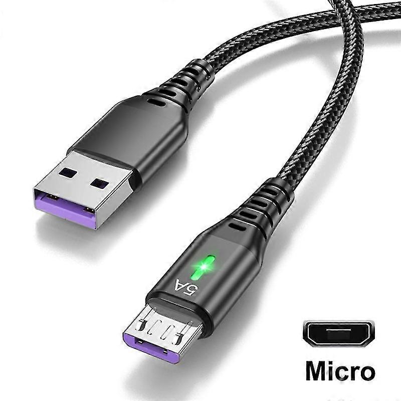 KINCJON 5A USB Fast Charging Data Cable with LED Indicator USB-A to Micro 22.5W 0.3-3m