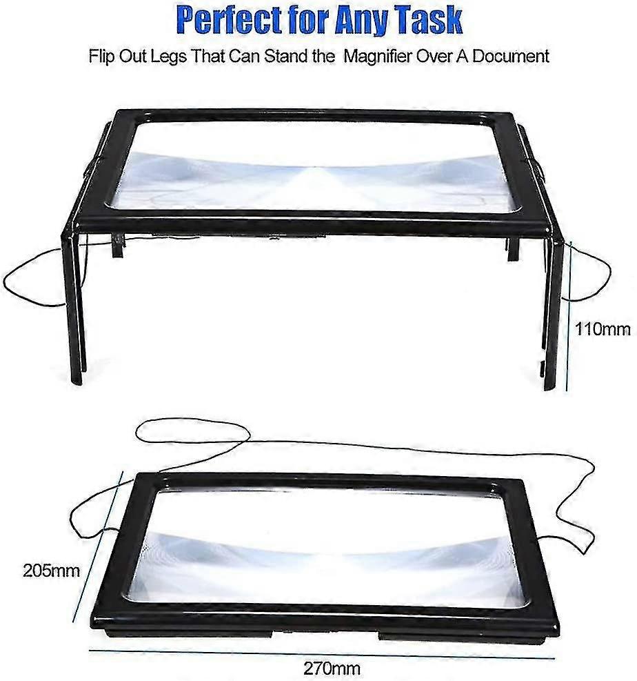 Dewenwils Full-page Reading Magnifying Glass Led Light, Three-dimensional Folding Bracket Magnifying Glass