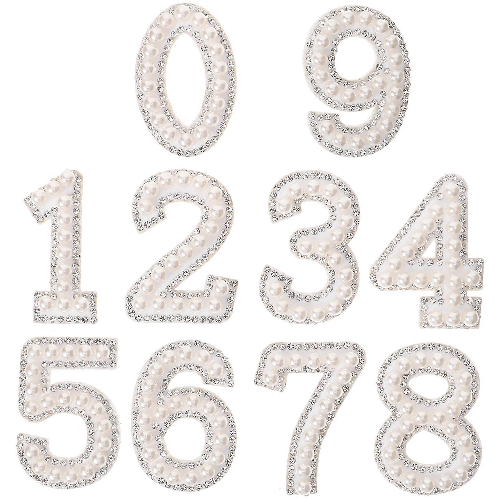 1 Set Pearl Number Patches Number Patches Clothing Badge For Diy Decor