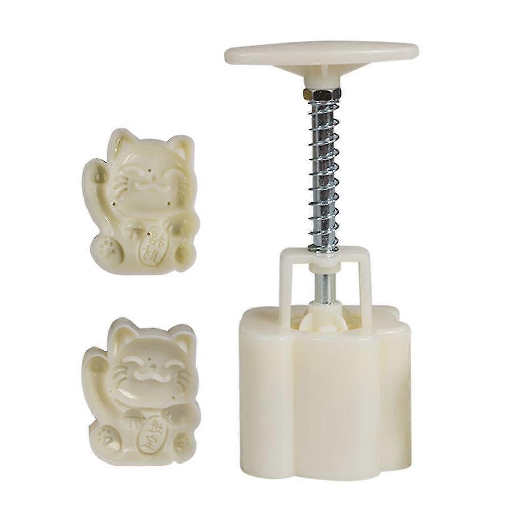 Maneki-neko Shape Mooncake Mold Set Mid-autumn Festival Diy Hand Pressure Mold