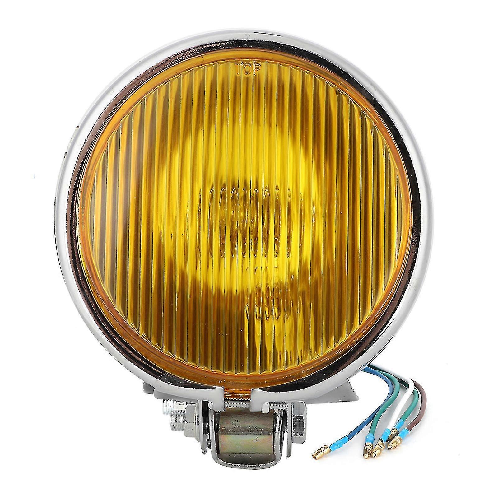 Vintage Retro Style With Universal Fitment - Silver Shell And Yellow Glass