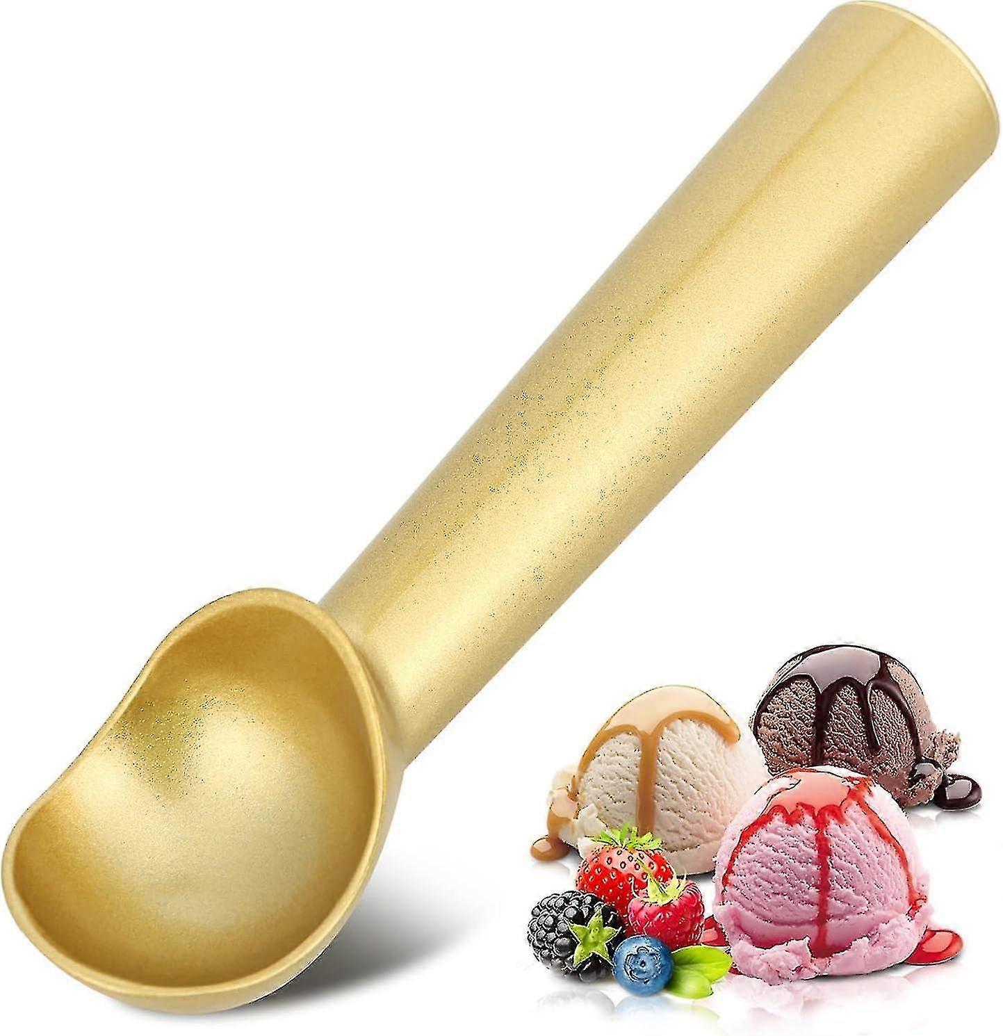 cuillère à crème glacée, cuillère à crème glacée en aluminium doré, cuillère à biscuits antiadhésive de conception monobloc de 7 pouces.