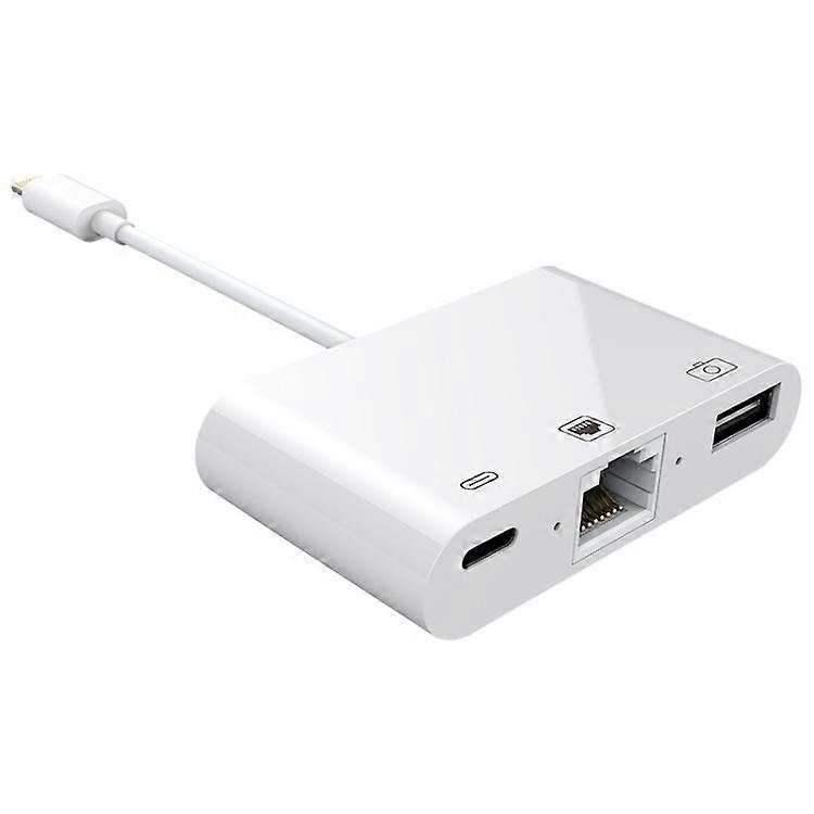 Adapter 3-in-1 Lightning auf RJ45 Ethernet, USB, Lightning - Weiß