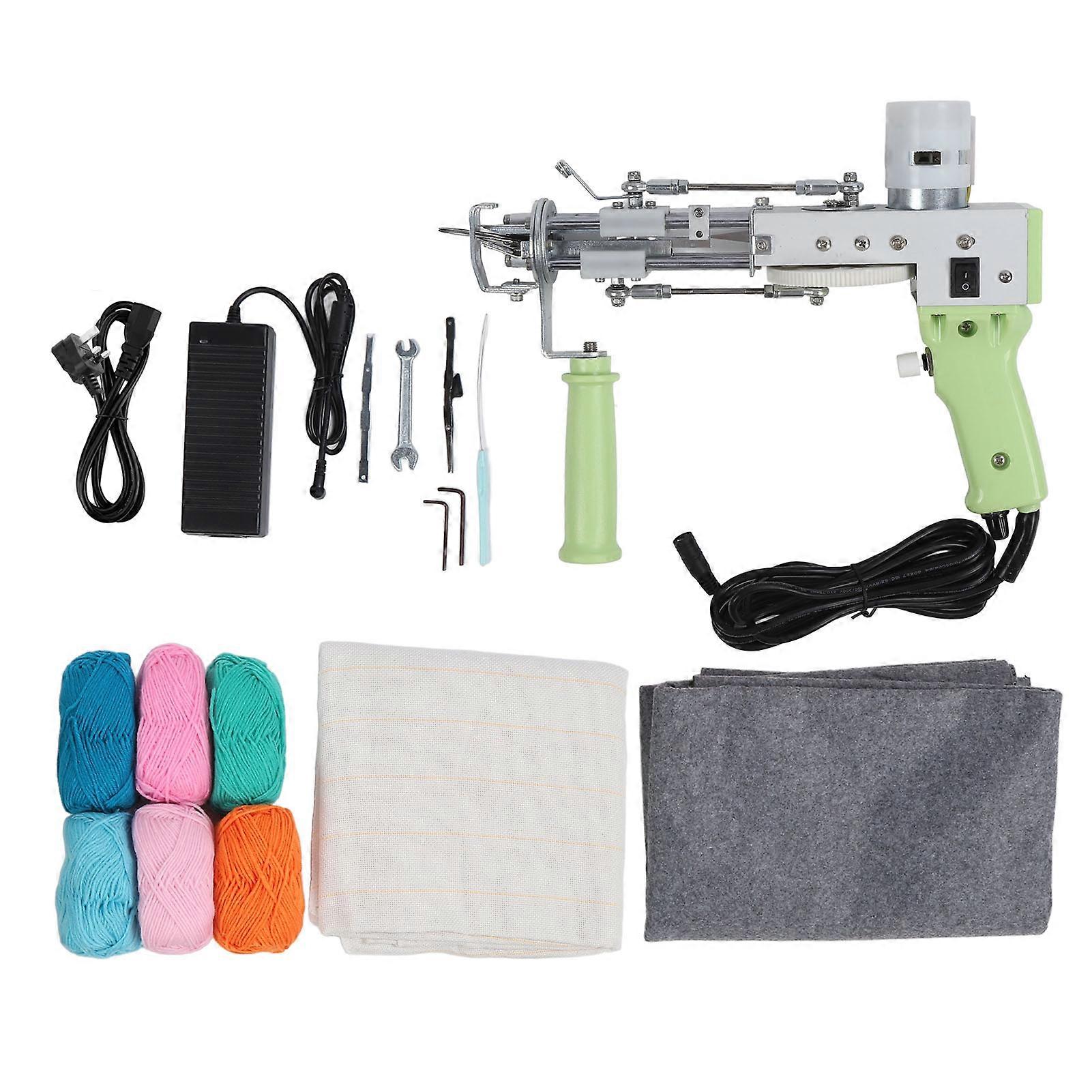 2 in 1 Cut Pile Loop Pile Electric Rug Gun Machine Starter Kit 40 Stitches Per Second Electric Tufting Machine 100240V UK Plug