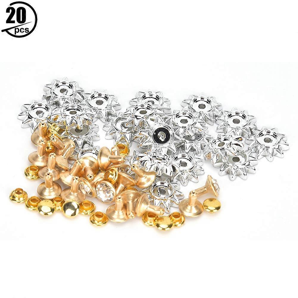 20 Sets Sunflower Shaped Rivets Kit Clothes Bags DIY Decoration Glass Diamond RivetsWhite Glass Diamond