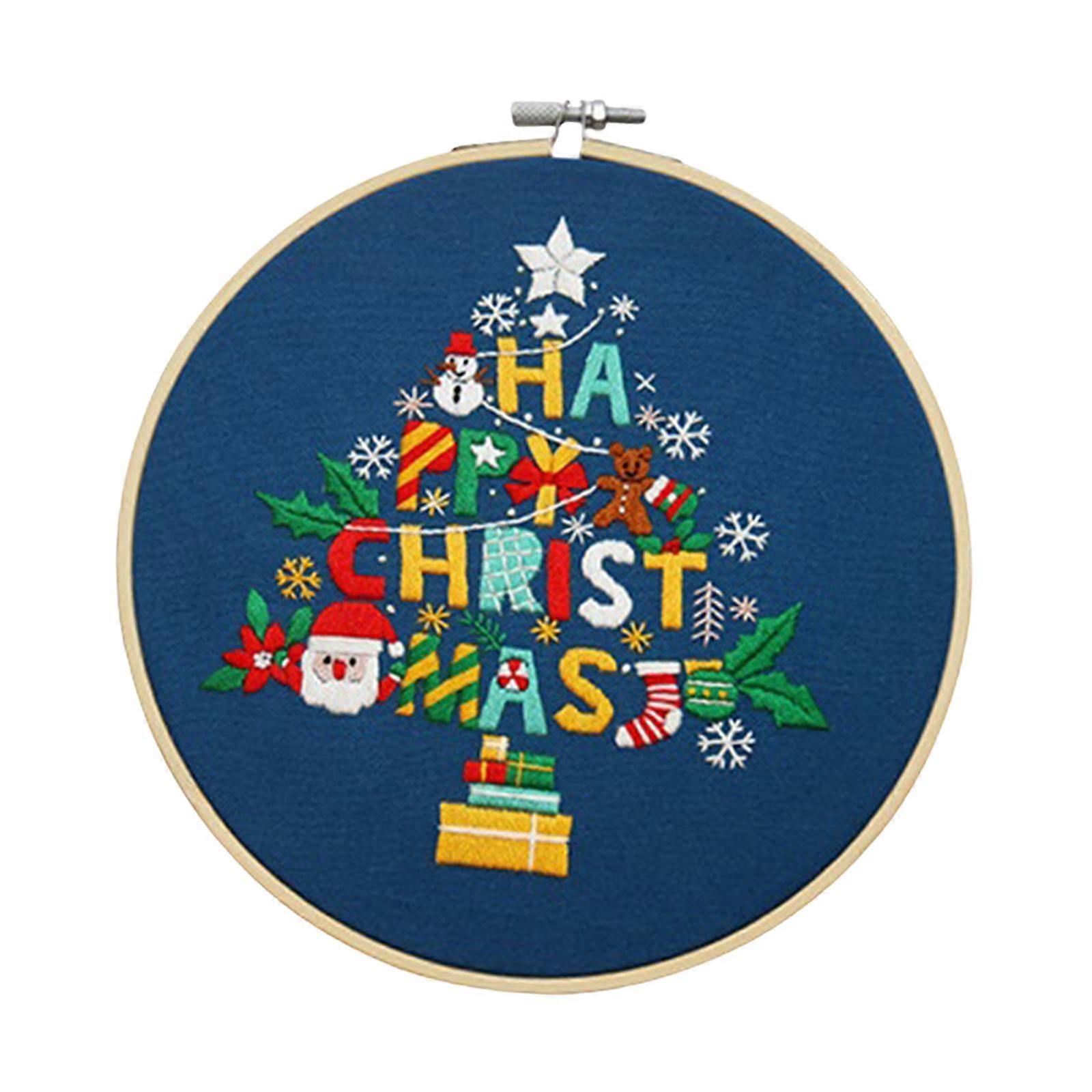 Christmas Embroidery Kit for Beginner Handwork Art Handmade Sewing Craft Set Christmas Tree