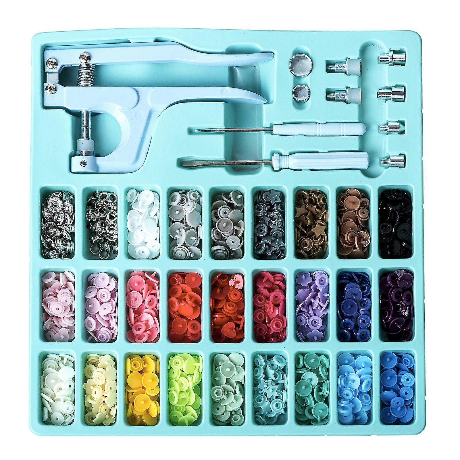 Plastic and Metal Snap Buttons with Snaps Pliers Set,300 Sets Plastic and Metal Snap Buttons for Sewing and Crafting (Blue)